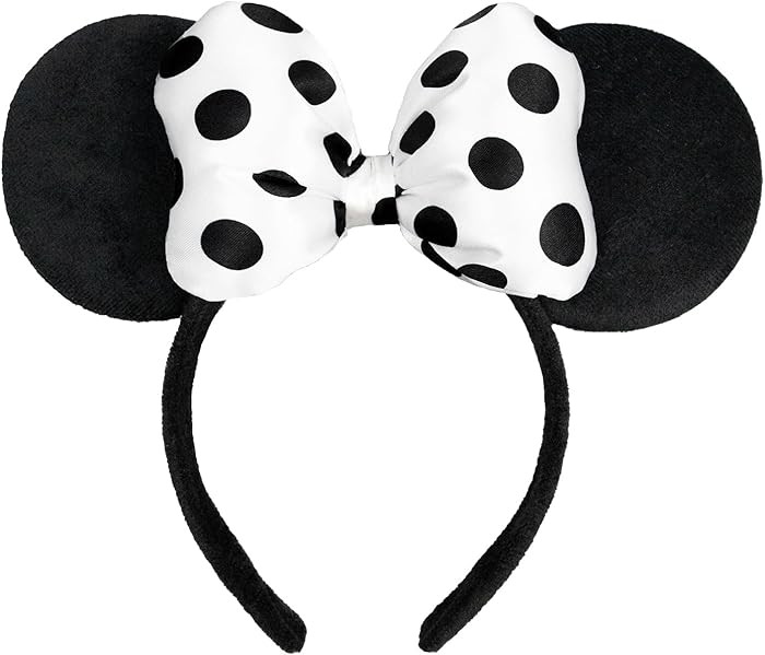 JIAHANG 3D Polka Dot Velvet Hair Bow Headband, 3D satin white | Amazon (US)