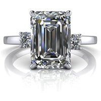 Emerald Cut Three Stone Engagement Ring Gold Silver Platinum 3.05 Ctw Bel Viaggio Designs | Etsy (US)