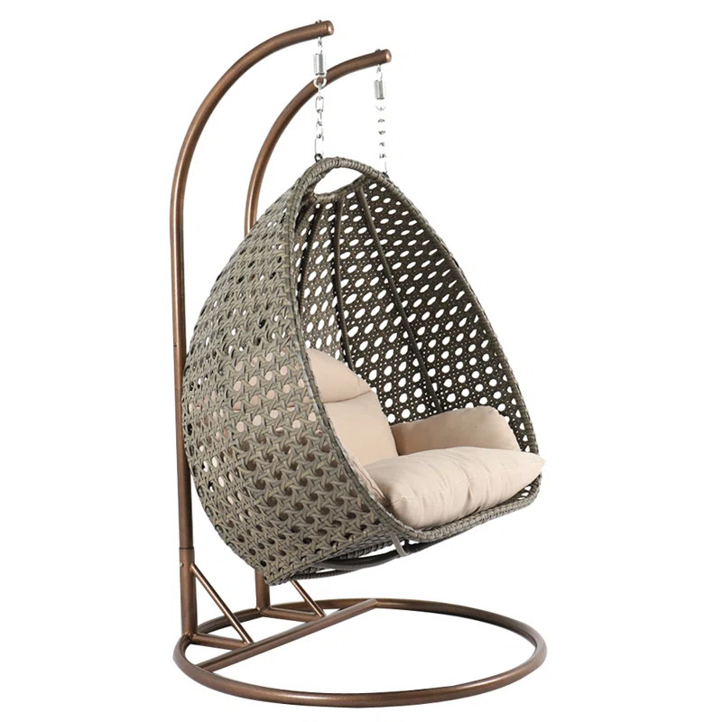 Samaira Rattan Wicker Double 2 Person Egg Porch Swing Chair with Stand | Wayfair North America
