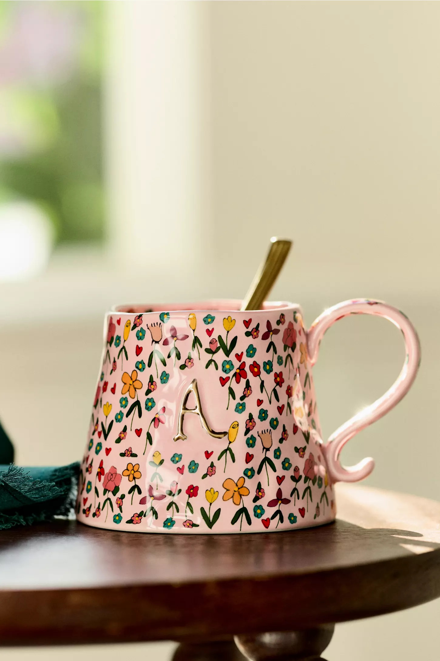 The Mud Fairy Stoneware 24k Gold Accent Monogram Mug | Anthropologie (US)