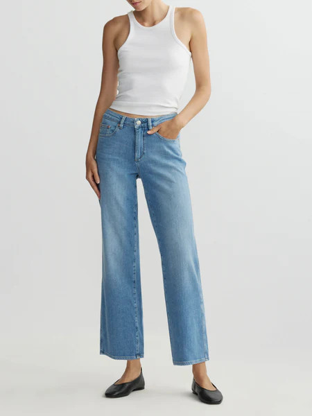 Pippa Refined Wide Leg Mid Rise Ankle Jeans | Riverbank | DL 1961 Women