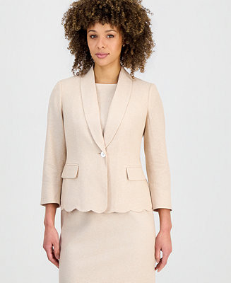 Petite Shawl-Lapel Scalloped Blazer | Macy's
