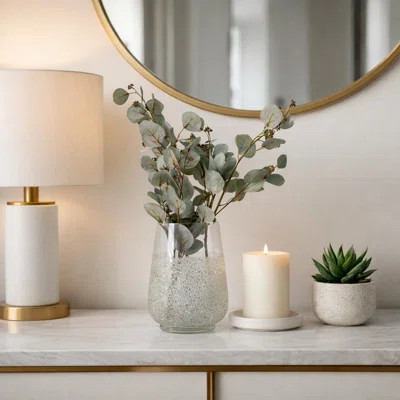 Modern Glass Vase with Crushed Decorative Texture and Dual Clear Body Design for Contemporary Display. | Wayfair North America