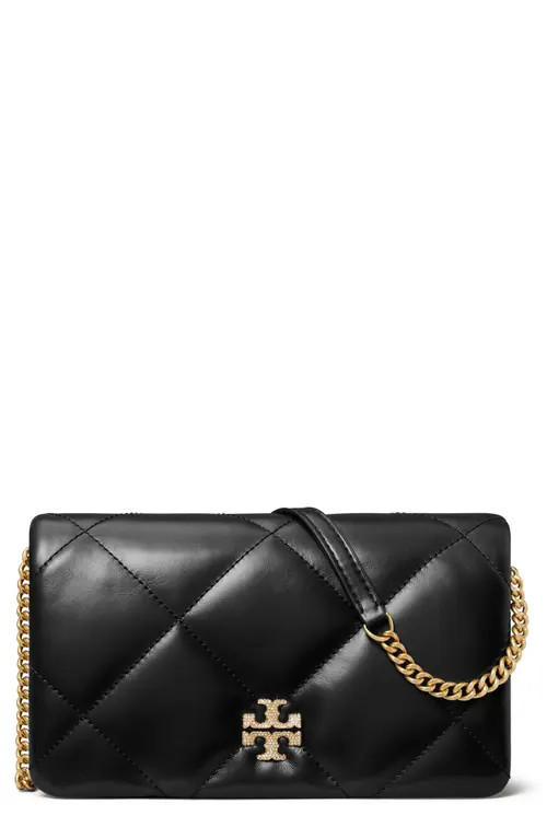 Tory Burch Kira Quilted Leather Wallet on a Chain in Black at Nordstrom | Nordstrom