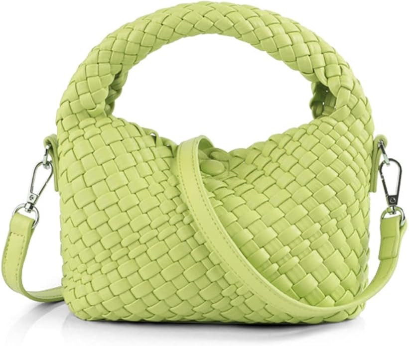 Women Woven Tote Small Crossbody Bag, Weave Quilted Purse Square Shoulder Bag Woven Handbag with ... | Amazon (US)