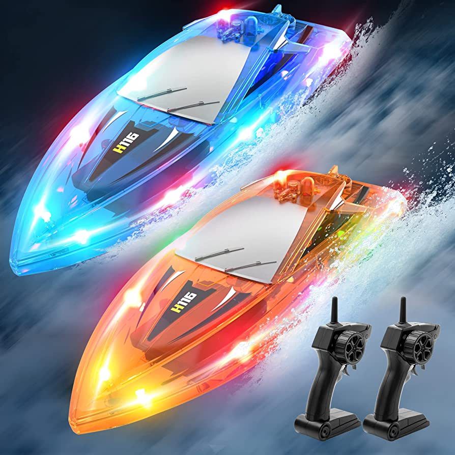 RC Boat for Kids,YEETFTC 2Pack LED Light Remote Control Boat for Pools and Lakes,Bathtub Toy Boat... | Amazon (US)