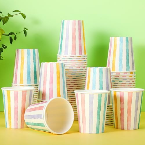 Funtery 100 Pcs 9 oz Paper Cups Multicolor Disposable Paper Cups Designed Hot Cocoa Tumbler Famil... | Amazon (US)