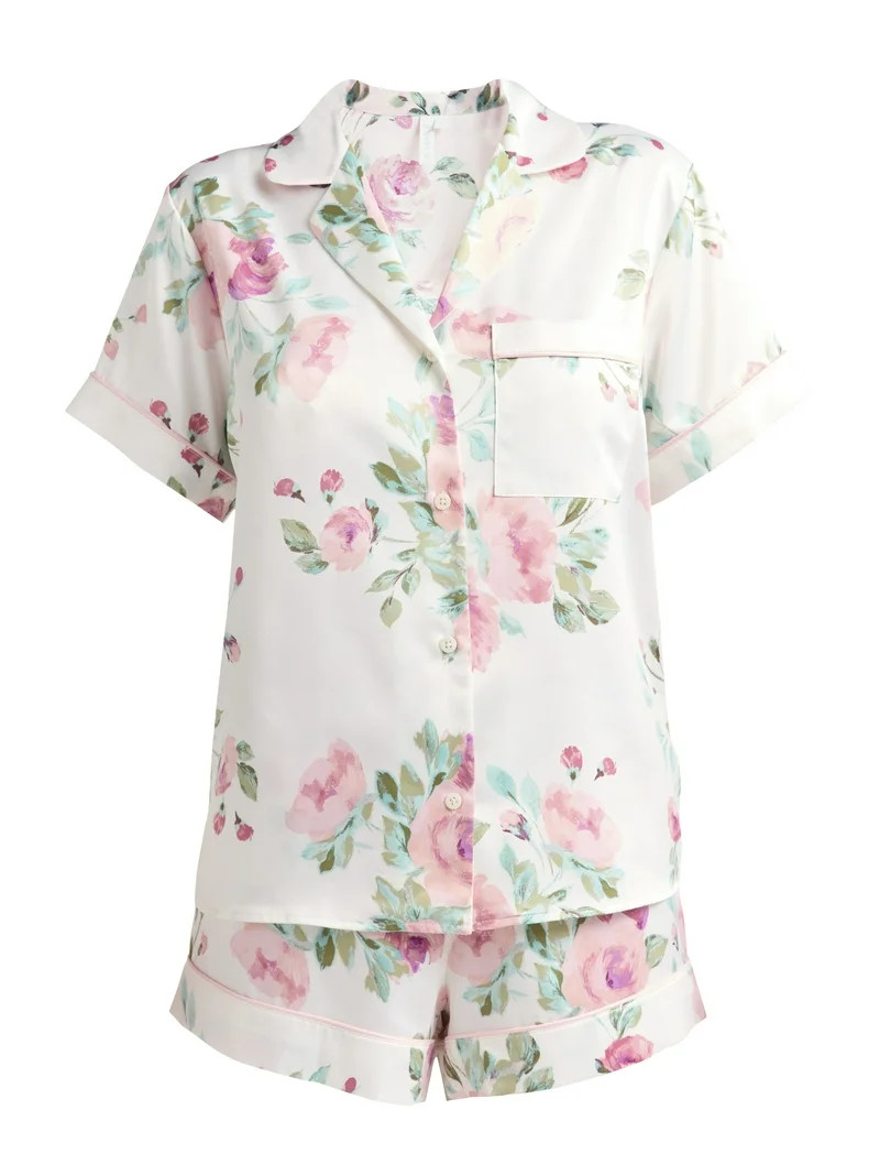 Joyspun Women’s and Women’s Plus Bridal Satin Shortie Pajama Set, Sizes XS to 3X | Walmart (US)