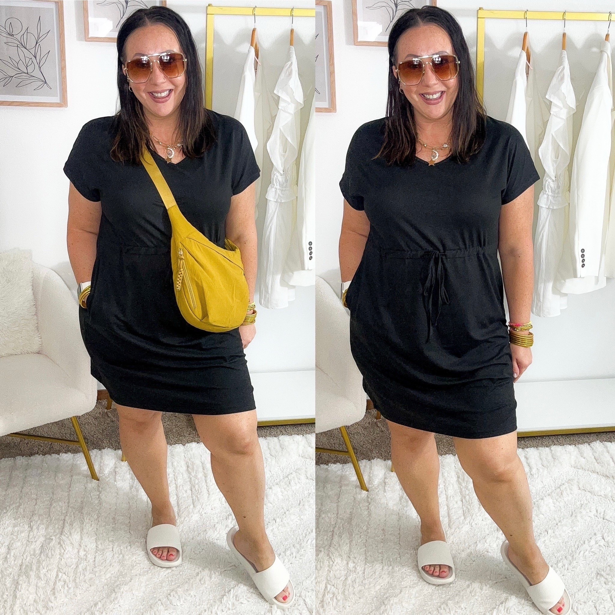 One of my most worn dresses last spring and summer!  So easy to throw on!  XL! Add a jacket or button down top. My favorite casual slide sandals are BACK AT TARGET! Run true to size. 

#LTKMidsize #LTKOver40 #LTKSeasonal