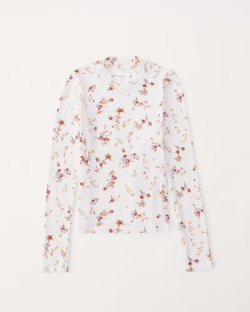 essential long-sleeve mockneck rib tee | Abercrombie & Fitch (US)