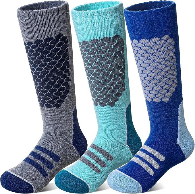 Kids Merino Wool Ski Socks Boys Girls Thick Winter Warm Thermal Hiking Snowboarding Knee high Soc... | Amazon (US)
