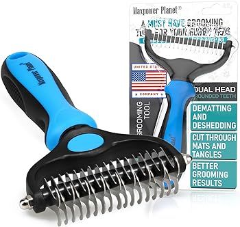 Maxpower Planet Pet Grooming Brush - Double Sided Shedding, Dematting Undercoat Rake for Dogs, Ca... | Amazon (US)