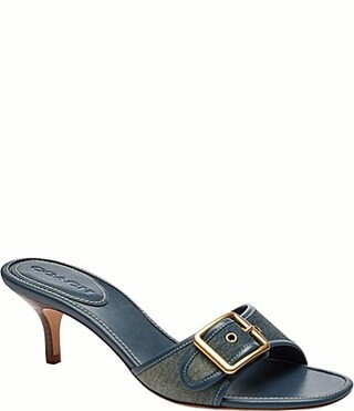 COACH Margot In Loved Denim Buckle Hardware Slide Sandals - 11 | Dillard's