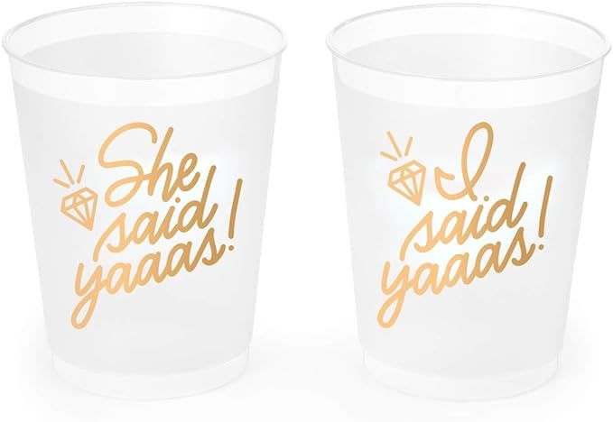 xo, Fetti Bachelorette Party Decorations She Said Yaaas! Reusable Cups - 16 Frost Flex Cups | Gol... | Amazon (US)