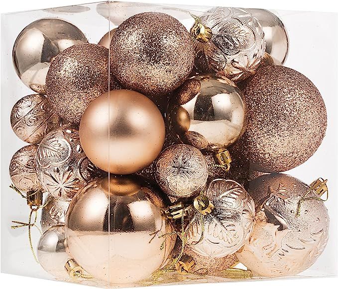 Christmas Ornaments for Xmas Trees,Champagne Shatterproof Christmas Ball Ornaments of 32 pcs | Amazon (US)