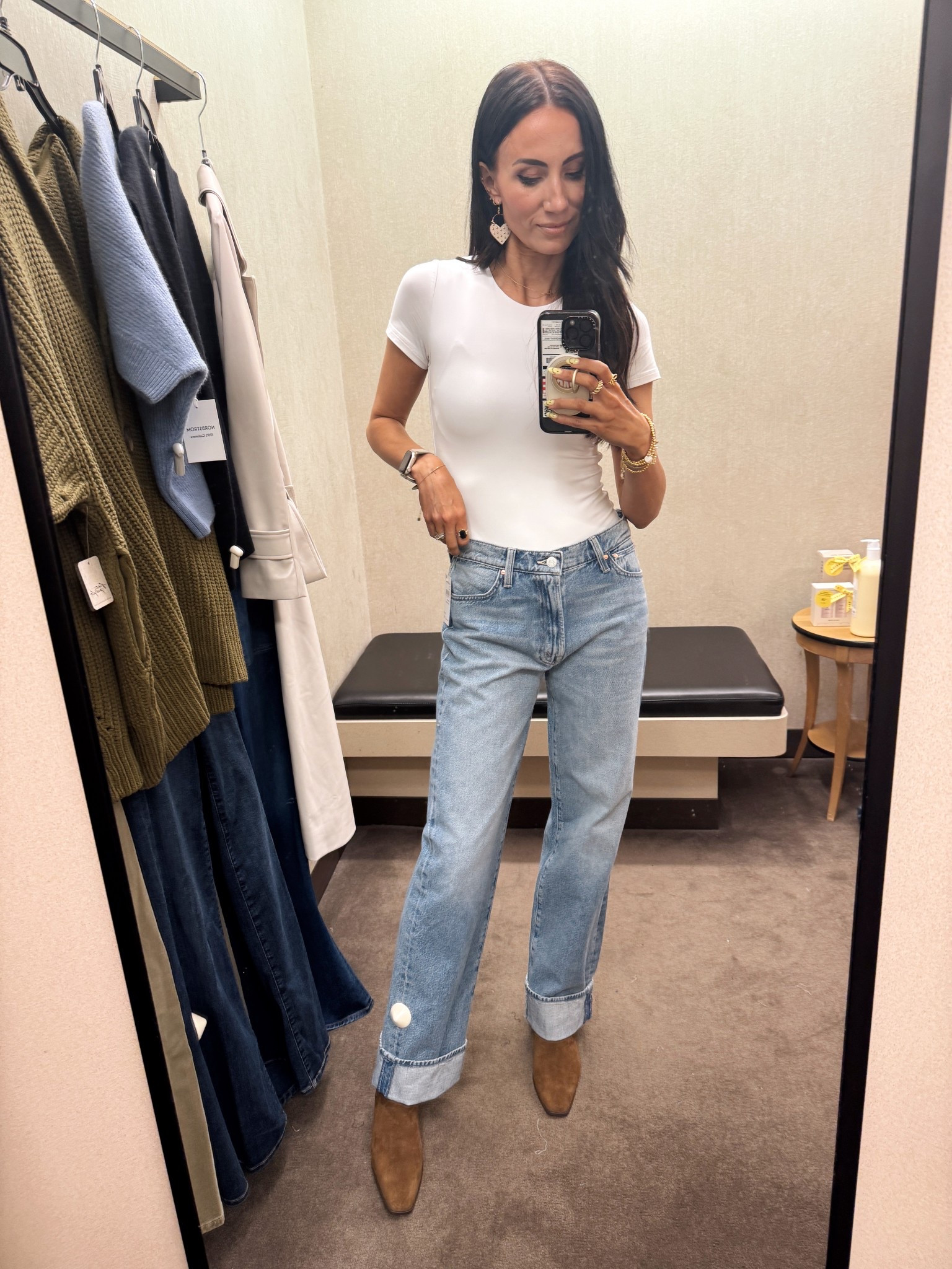These jeans are still in stock and part of the anniversary sale! Love Mother jeans so much. Fit is tts. 