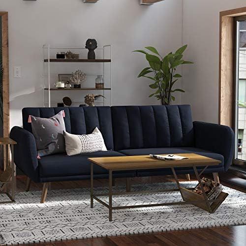 Novogratz Brittany Sofa Futon - Premium Upholstery and Wooden Legs - Navy Blue | Amazon (US)