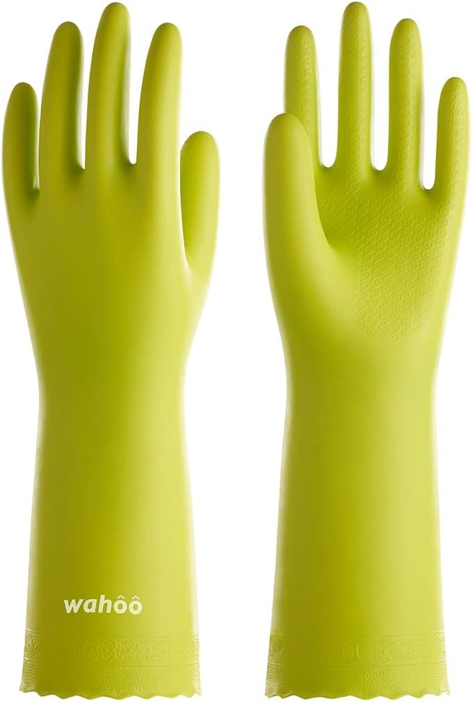 LANON Wahoo PVC Household Cleaning Gloves, Reusable Dishwashing Gloves with Cotton Flocked Liner,... | Amazon (US)