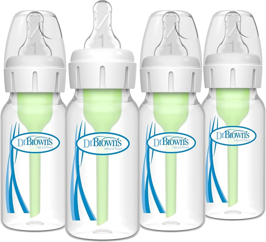 Dr. Brown's Natural Flow Anti-Colic Options+ Narrow Baby Bottle, 4 oz/120 mL, with Level 1 Slow F... | Amazon (US)