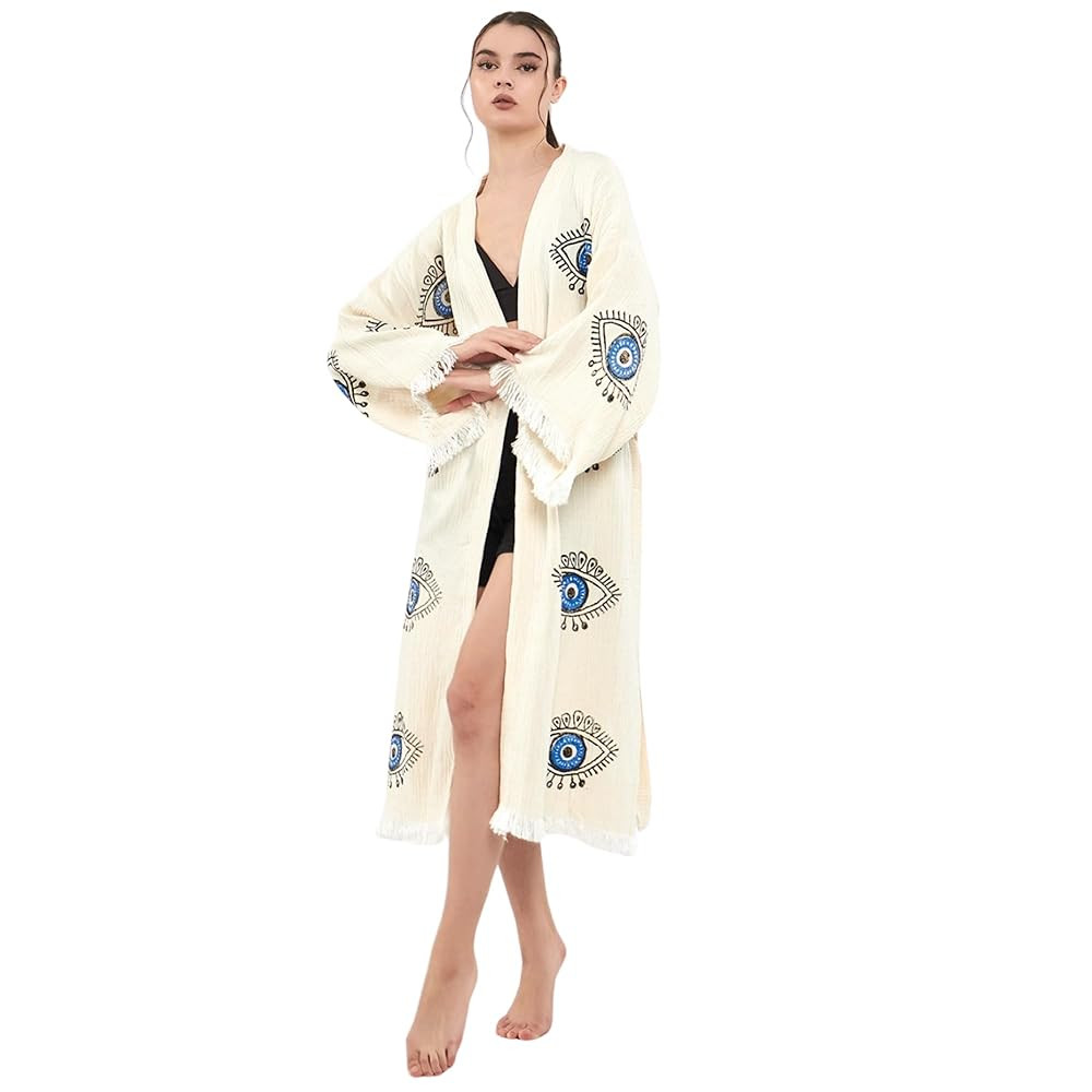 Evil Eye Kimono Robe - Beach Kimono Coverups for Woman | Amazon (US)