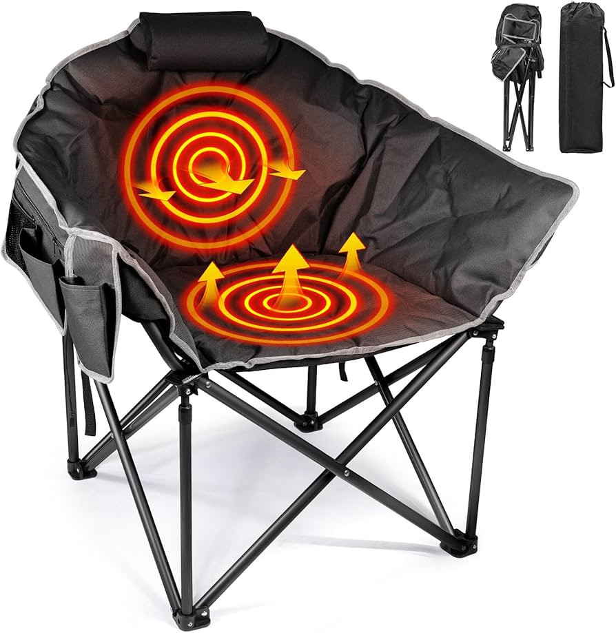 Suteck Heated Camping Chair, Oversized Heated Chairs Outdoor Sports W/3 Heat Levels for Back & Se... | Amazon (US)