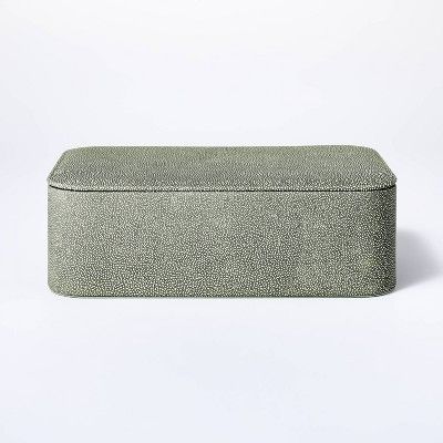 Large Rounded Leather Faux Shagreen Box with Removable Lid Green - Threshold™ designed with Stu... | Target