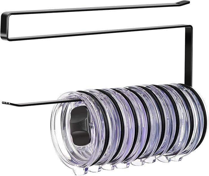 Tumbler Lid Organizer, Horizontal Tumbler Lid Storage Hook Up to 10 Lids, Space Saving Cup Lid Ho... | Amazon (US)