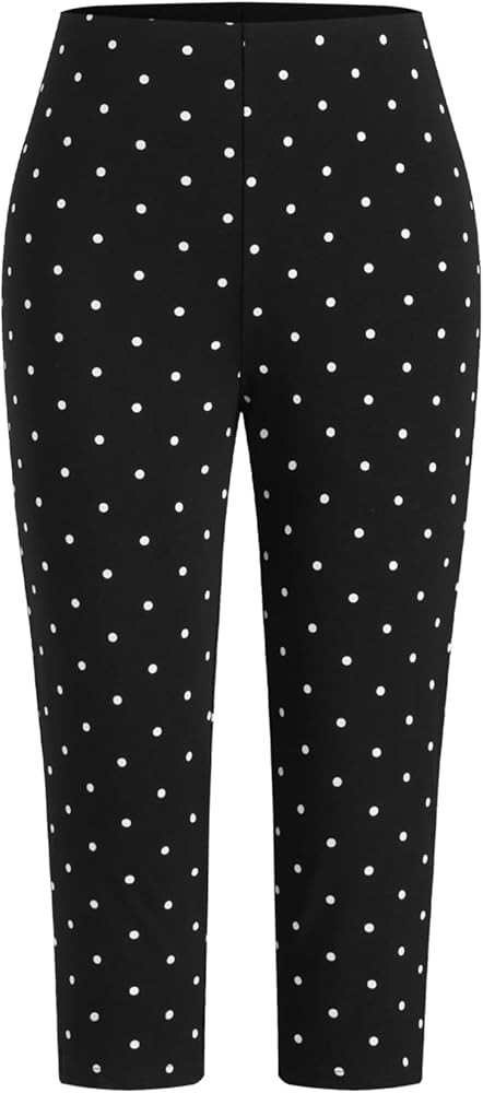 CIDER Leggings Polka Dot Stretch Capri Pants High Stretch Knit Fabric Slim Fit Mid Waist Casual B... | Amazon (UK)