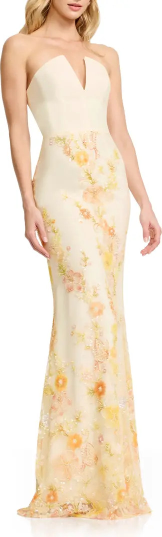 Fernanda Bead Embellished Floral Strapless Gown | Nordstrom