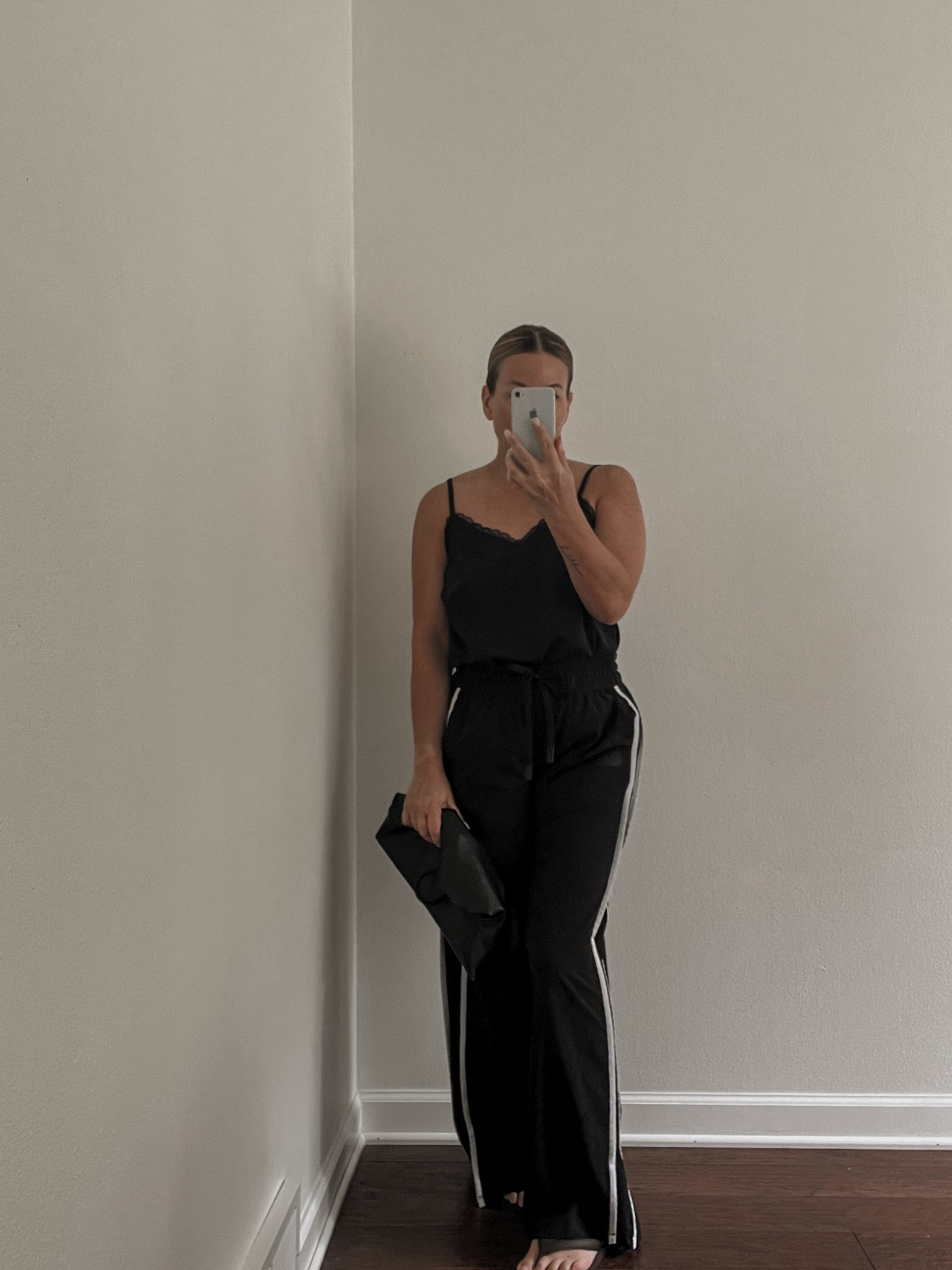lace silk camisole, track pants and sandals  

#LTKOver40 #LTKStyleTip