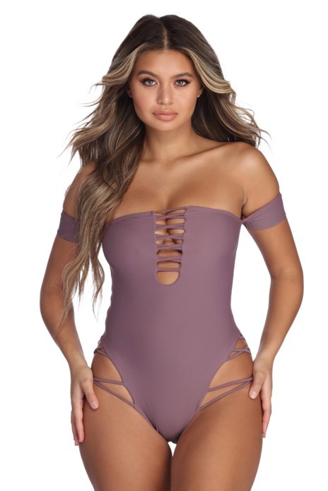 Off The Shoulder Strappy Swimsuit | Windsor Stores