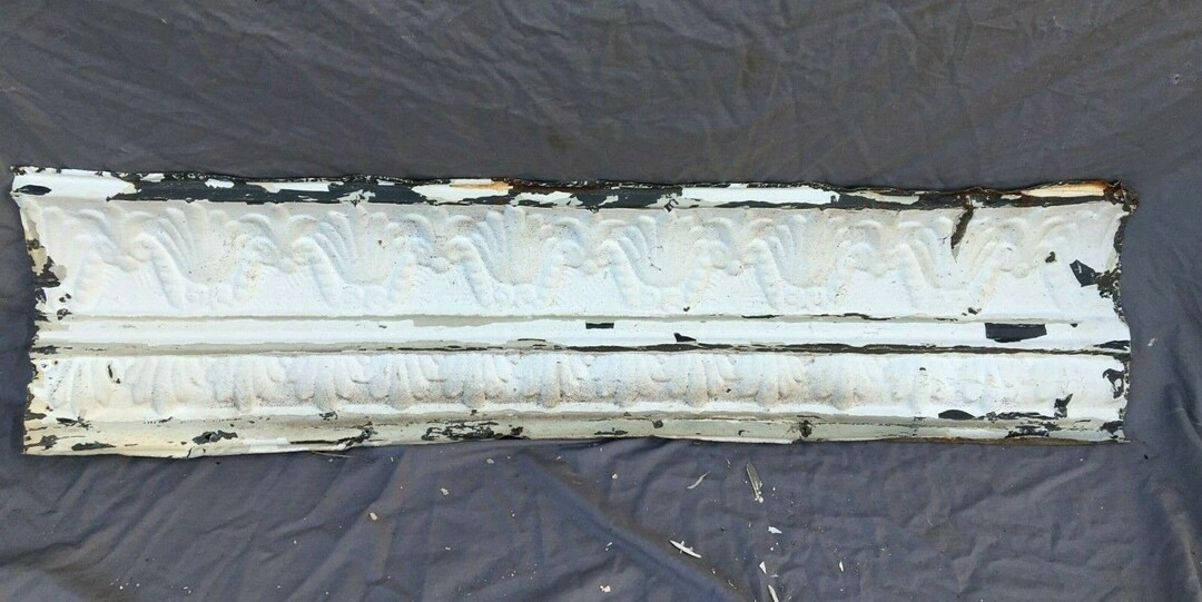 4 Feet Antique Tin Ceiling Boarder Cove Trim Old White Architectural 1197-20B | Etsy (US)
