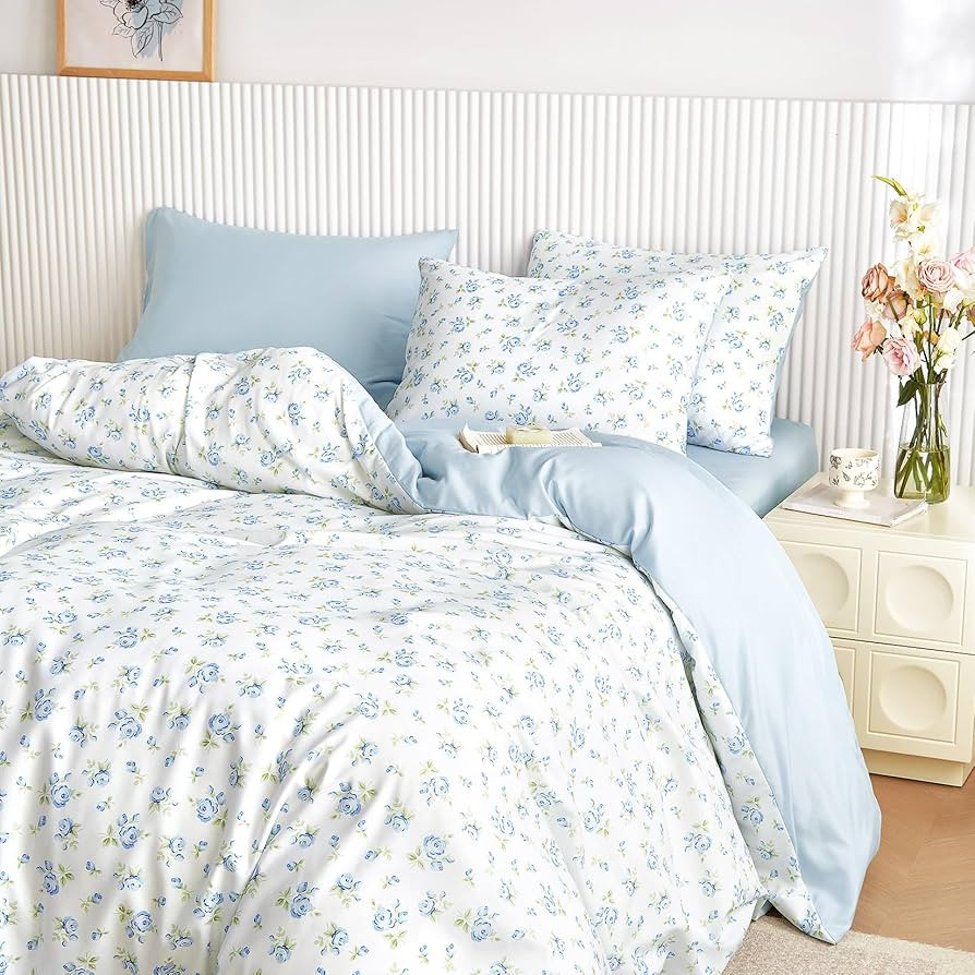 Wake In Cloud - Floral Comforter Set, Coquette Cottagecore Aesthetic Flower Shabby Chic Pattern f... | Amazon (US)