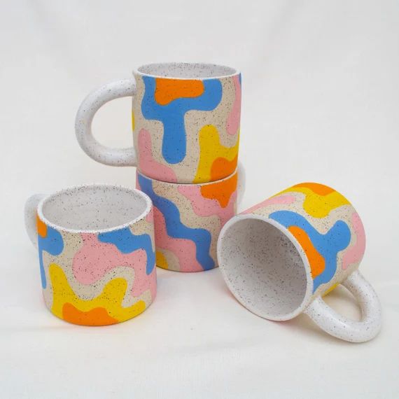 Ceramic Groovy Retro Speckled Mug 16 OZ - Etsy | Etsy (US)