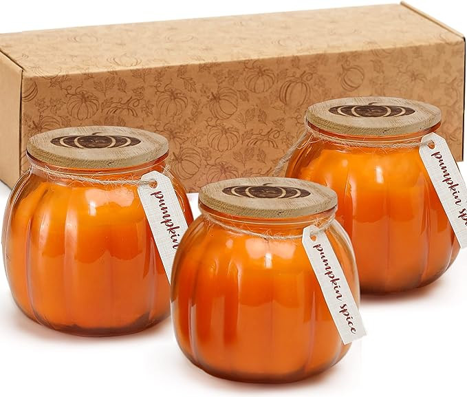 Fall Pumpkin Shaped Candle, Pumpkin Spice Scented Candle Fall Decoration Farmhouse Candle Gift Se... | Amazon (US)