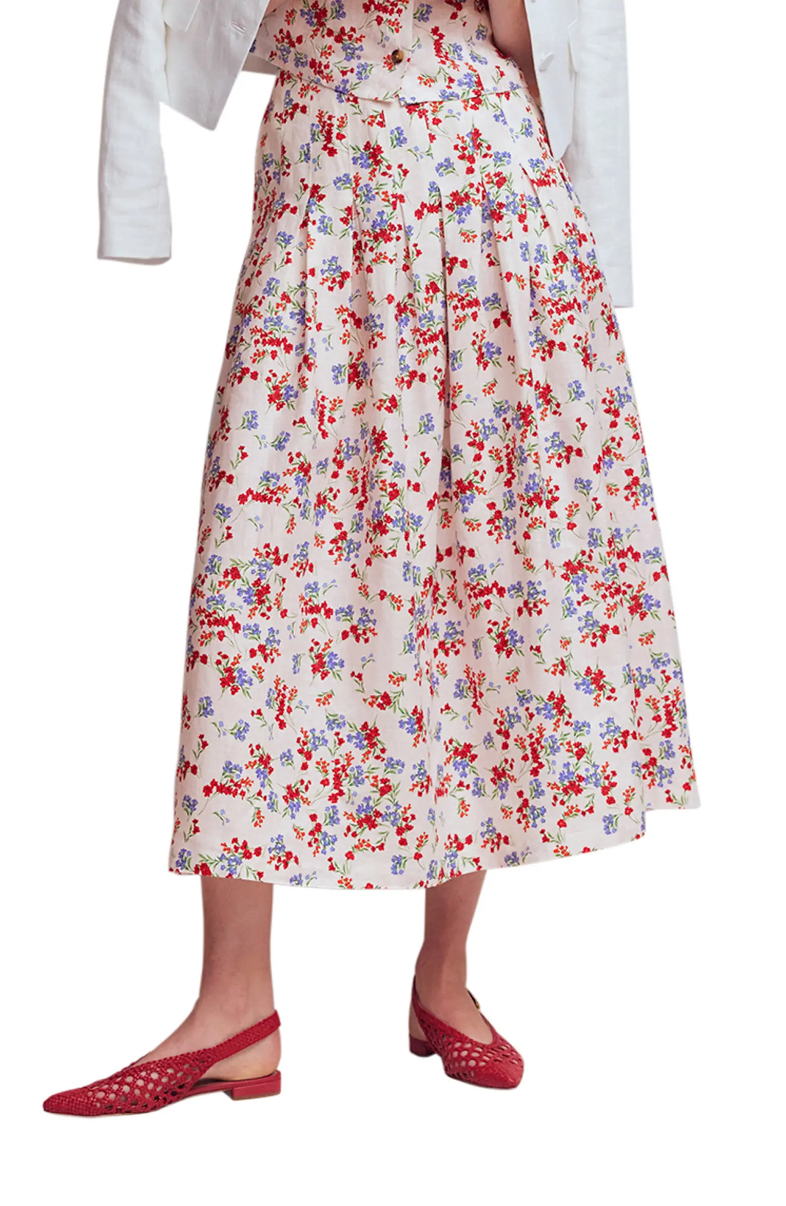 Valentina Linen Midi Skirt | Nordstrom