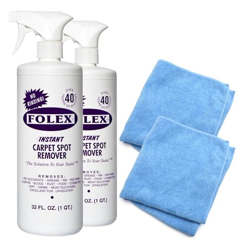 Folex 2 Instant Carpet Spot Removers (32 oz) & Reusable Microfiber Cleaning Cloths (15x15 in) - H... | Amazon (US)