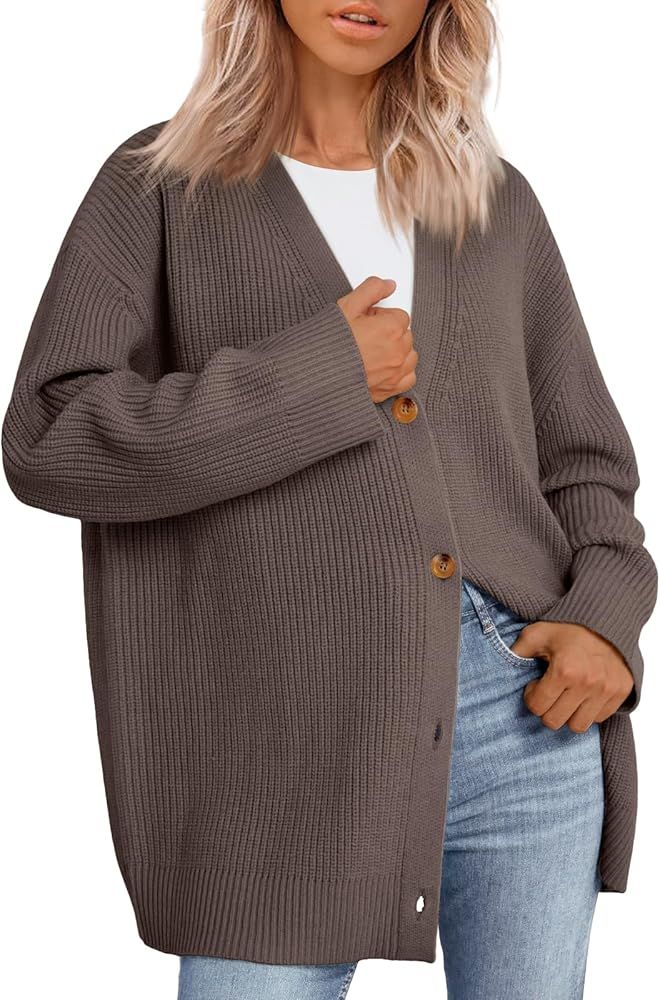 LILLUSORY Women's Oversized Cardigan Sweaters Fall Fashion Trendy V Neck Knit Outfits | Amazon (US)