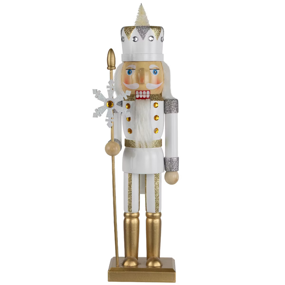 Northlight Glittered Nutcracker with Snowflake Scepter Christmas Figure - 15" - White | Target