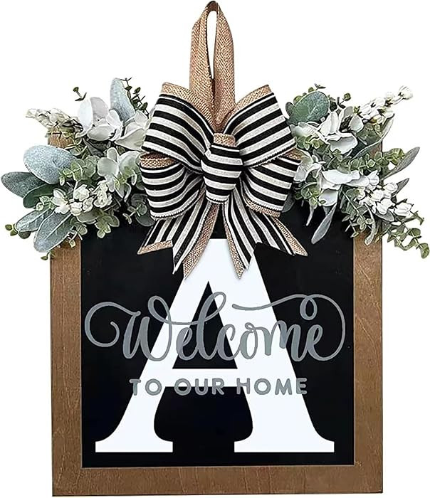 Last Name Year Round Front Door Wreath Front Porch Decoration 26 Letter Welcome Sign with Eucalyp... | Amazon (US)