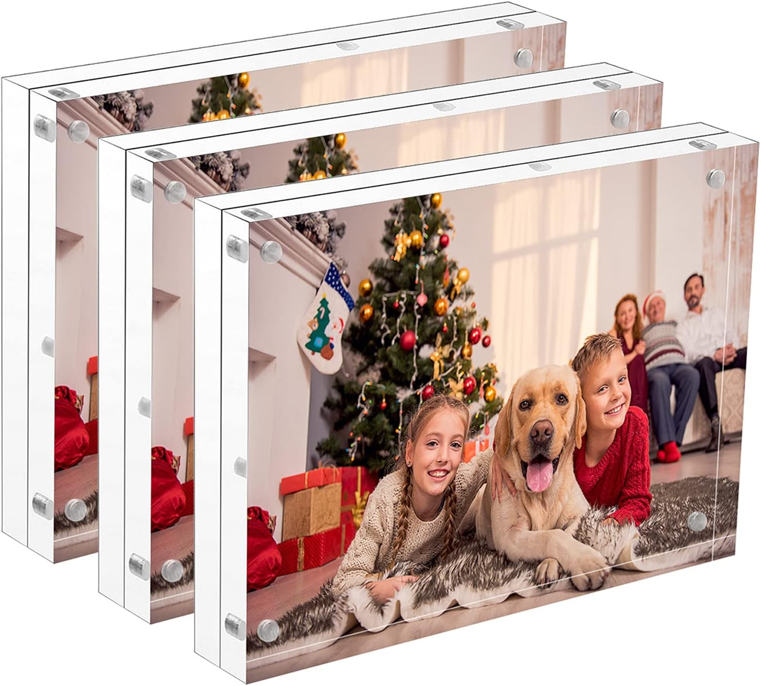 NIUBEE 5x7 Acrylic Picture Frame 3 Packs, Photo Frame 20% Thicker Block | Amazon (US)