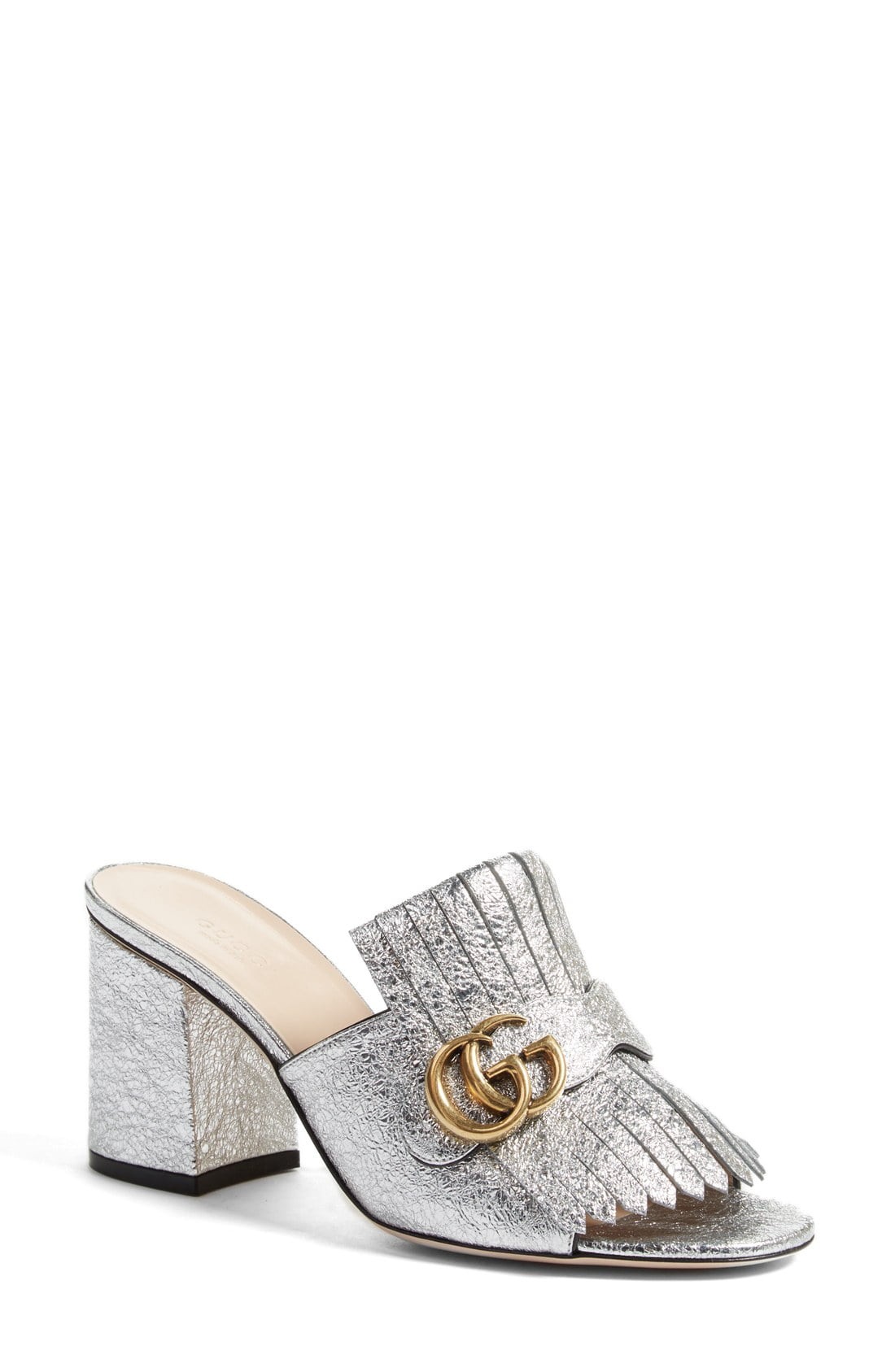 Gucci GG Marmont Peep Toe Kiltie Mule (Women) | Nordstrom