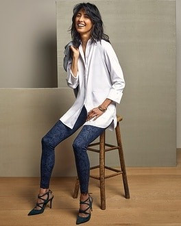 No-Iron Stretch Casual Collared Shirt Tunic | Chico's