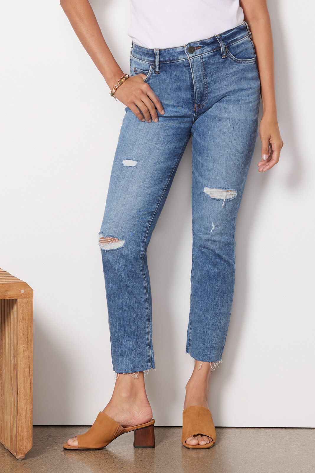 KUT FROM THE KLOTH Reese High Rise Fab Ab Ankle Straight Raw Hem Jean | Evereve