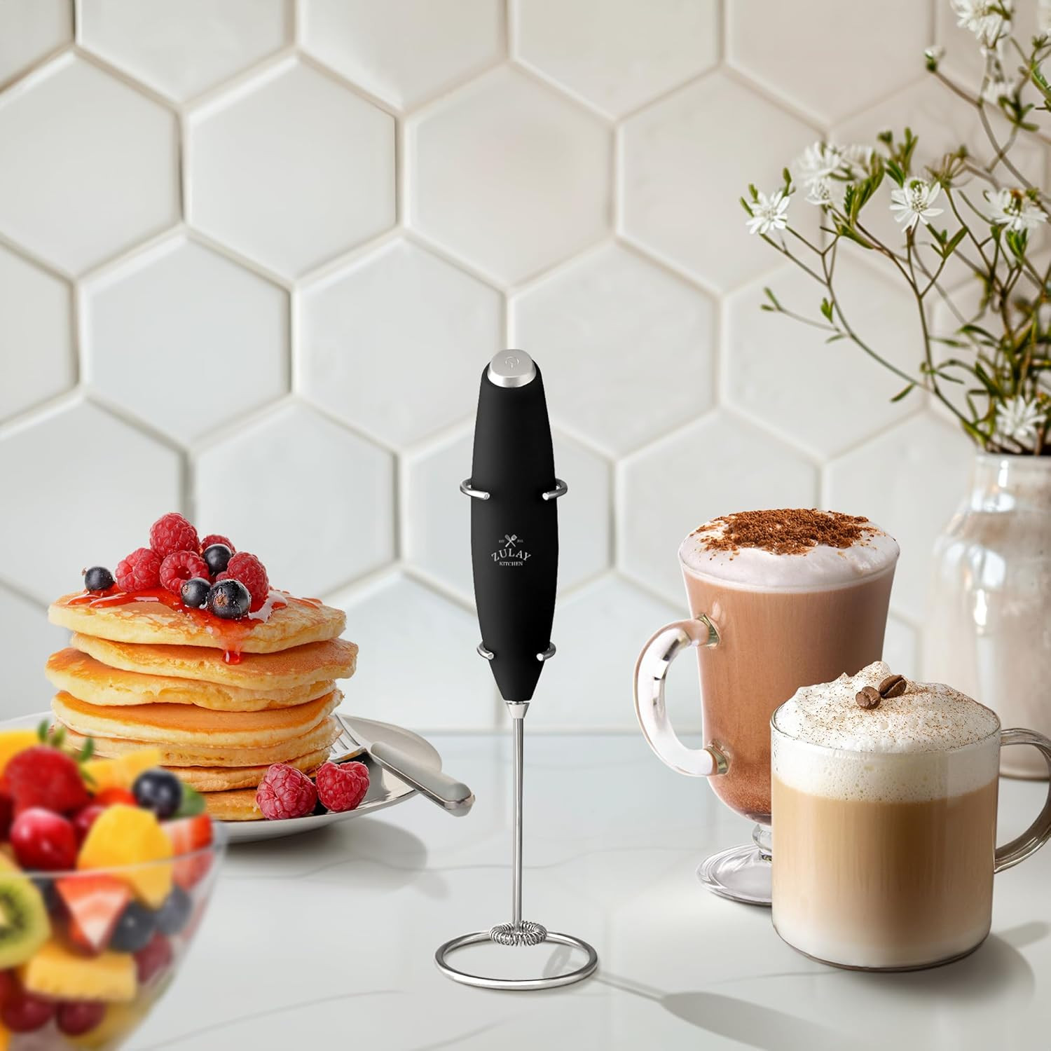 Zulay Kitchen Powerful Milk Frother Wand With 2 Duracell Batteries - Ultra Fast Handheld Drink Mi... | Amazon (US)