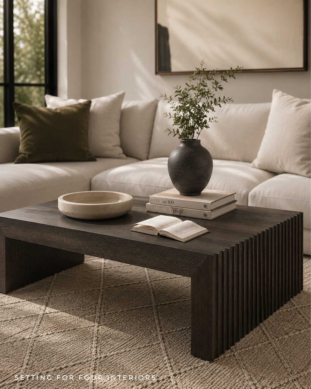 Neutral living room furniture and decor- sectional sofa, brown coffee table, neutral art. Neutral aesthetic, moody, earthy, cozy living room decor, swivel chair, coffee table, wood, brown, green, pillow, Amazon home, Pottery Barn style, Restoration Hardware, Arhaus style, Nancy Meyers style.

#LTKhome #LTKsale #LTKfamily