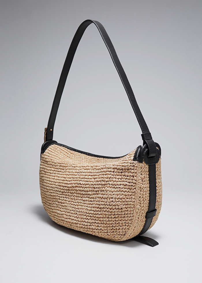 Leather-Trimmed Straw Shoulder Bag | & Other Stories (EU + UK)