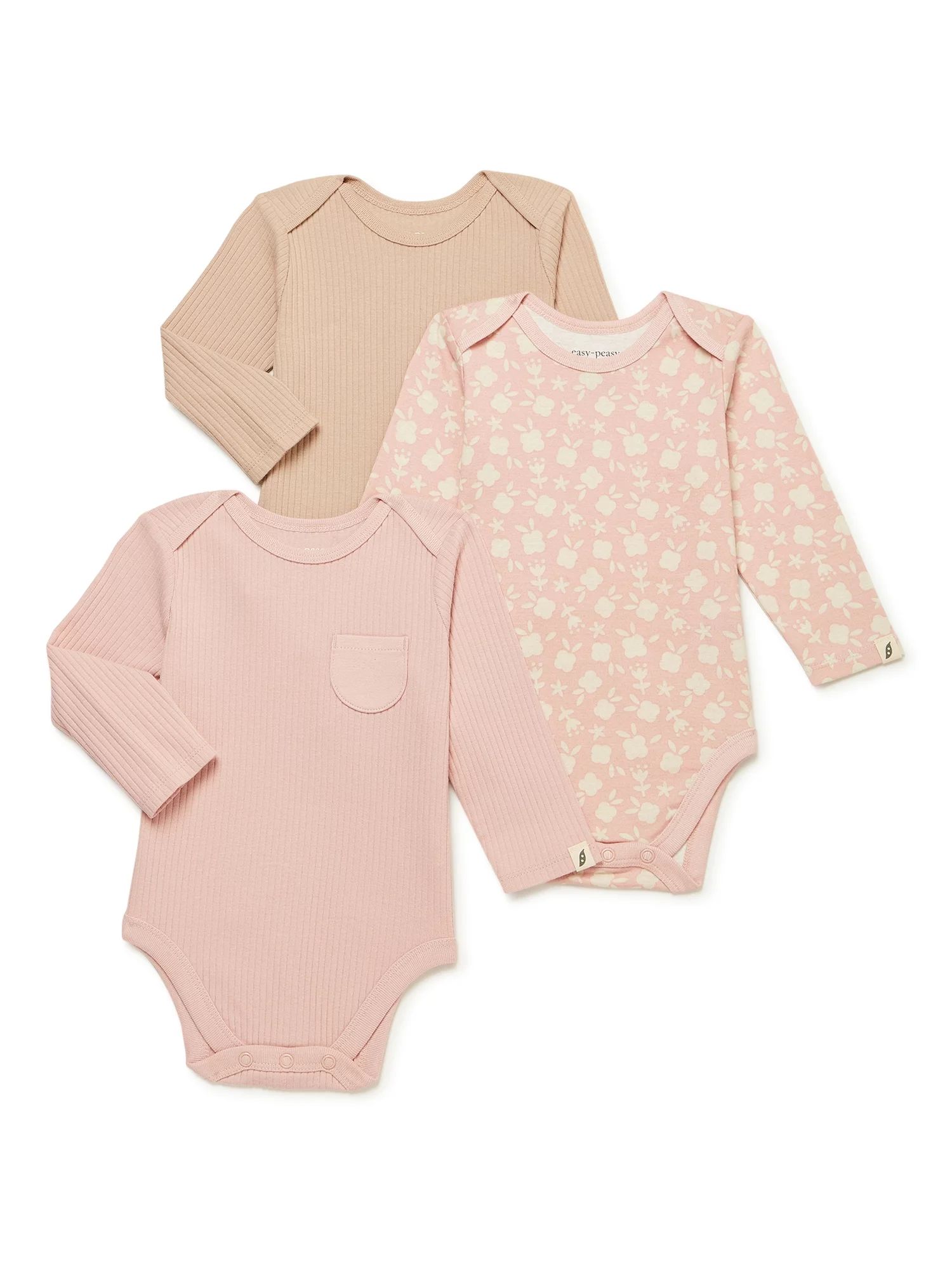 easy-peasy Baby Long Sleeve Bodysuit, 3-Pack, Sizes 0/3-24 Months - Walmart.com | Walmart (US)