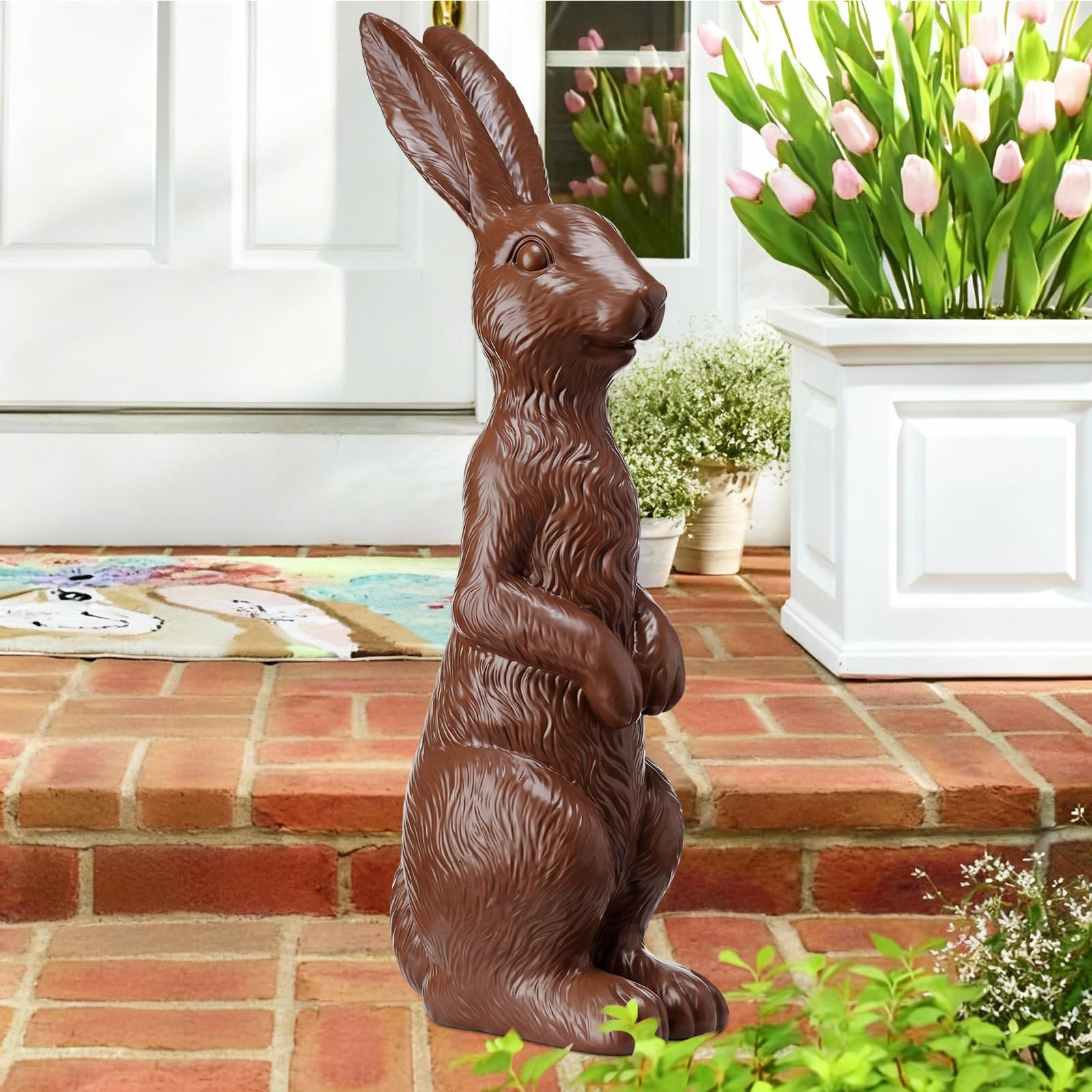 Jumbo Chocolate Easter Bunny 20'' Large Resin Faux Chocolate Standing Bunny Farmhouse Brown Rabbi... | Amazon (US)