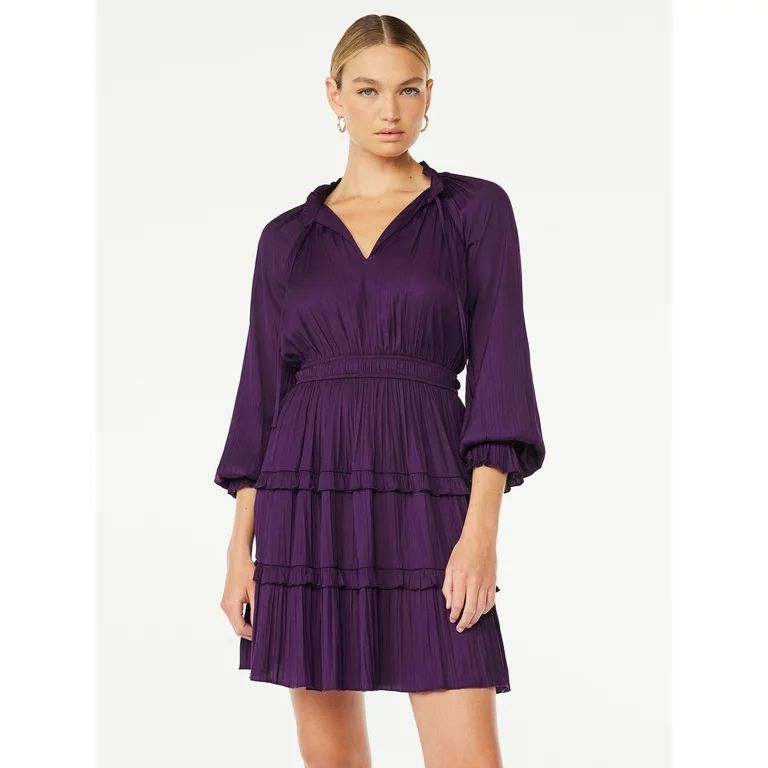 Scoop Women's Ruffle Mini Dress, Sizes XS-2XL - Walmart.com | Walmart (US)